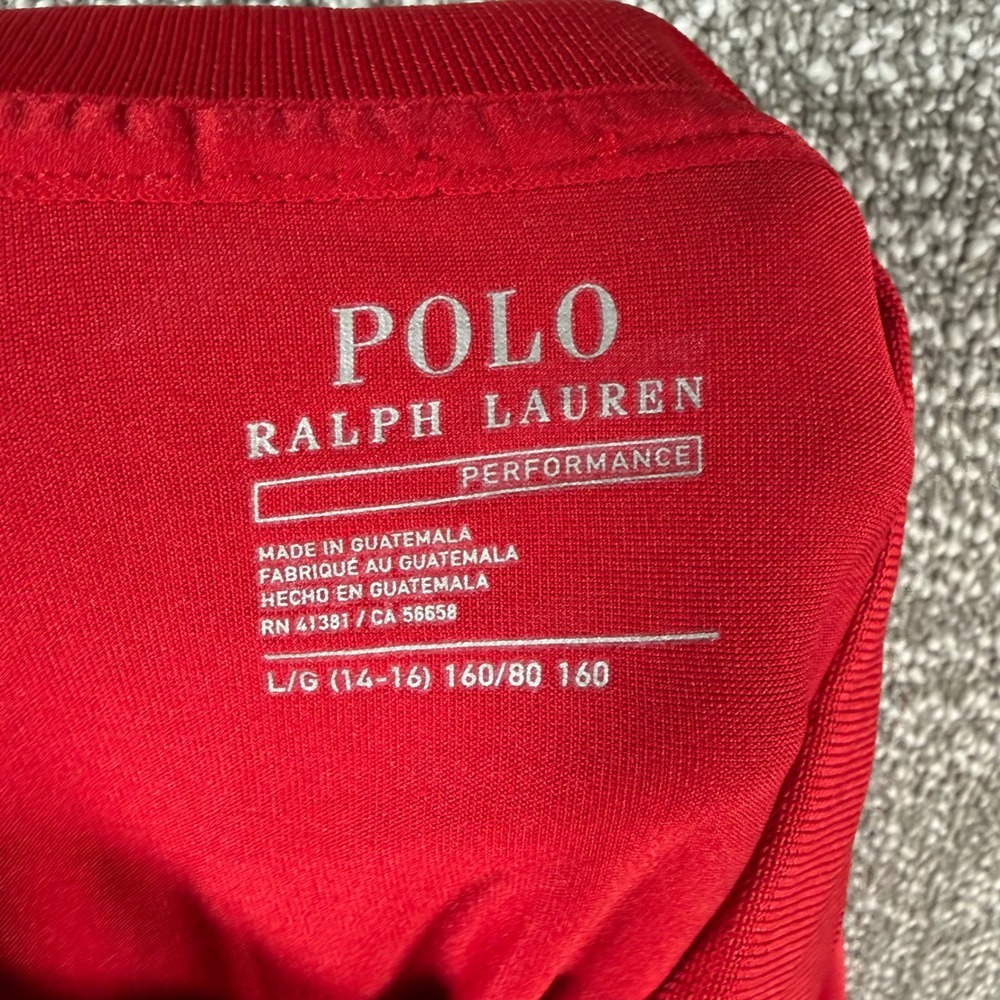 Polo Ralph Lauren Performance Polo Kids L 14-16 Red Short Sleeve Pony Logo Shirt - Picture 3 of 10